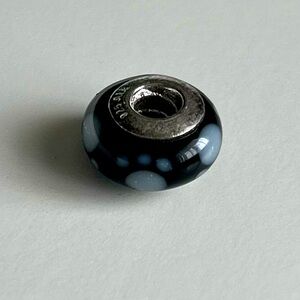 Pandora Murano Glass Bead Charm Black White Paw